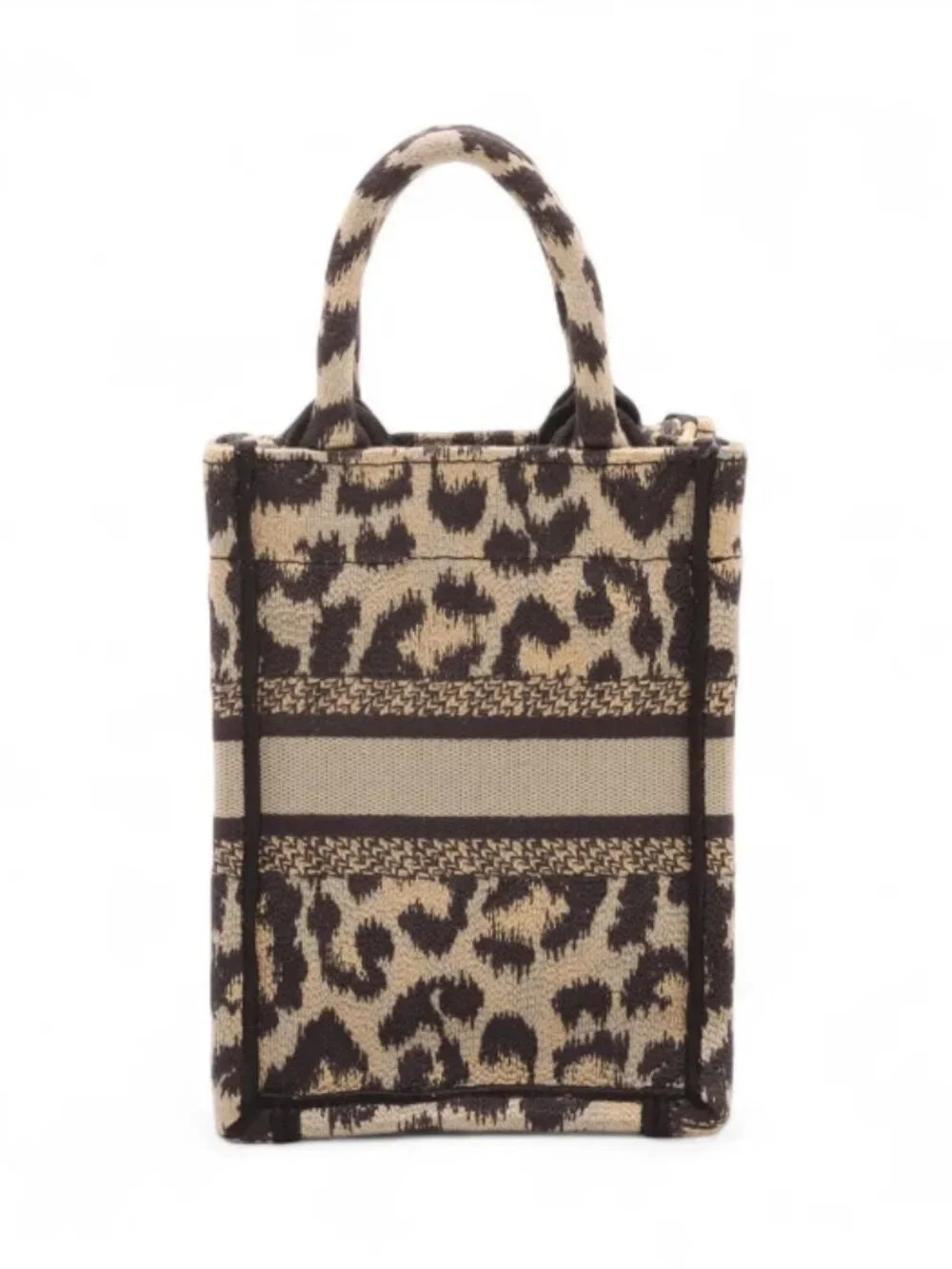 Christian Dior Leopard Vertical Book Tote Canvas Two-Way Handbag - Picture 2 of 12